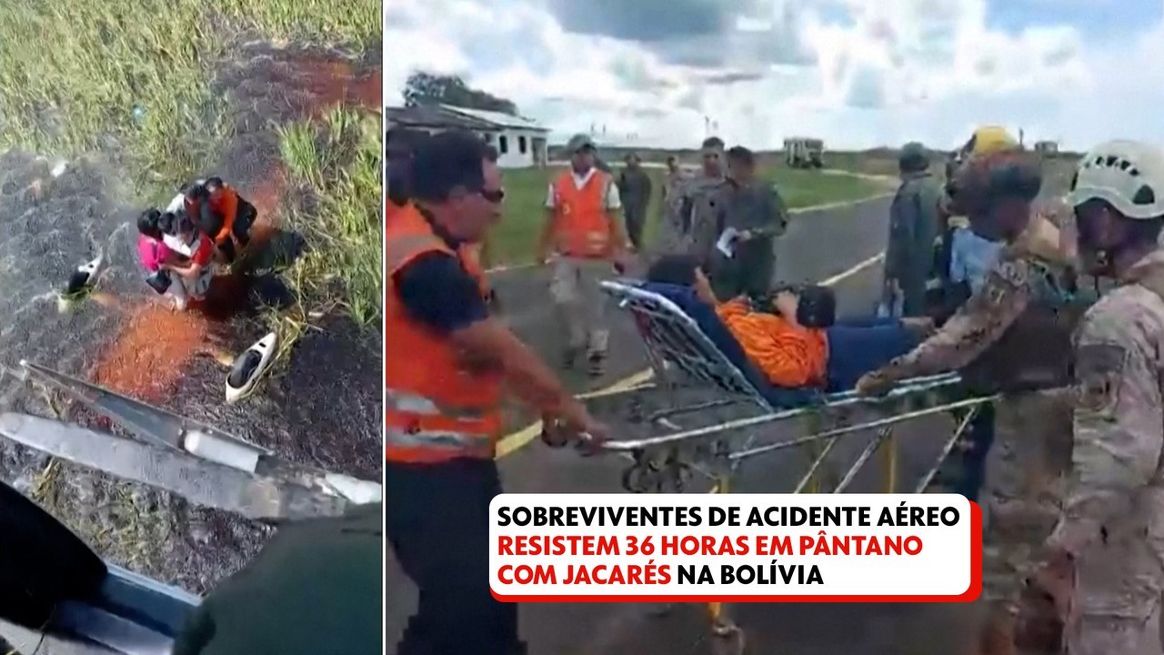 Cinco sobrevivem após queda de avião e resistem por 36 horas em pântano com jacarés na Bolívia; VÍDEO