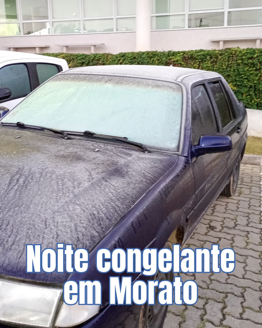 Muitos moratenses acordaram hoje (25) e se depararam com os carros cobertos por uma fina camada de gelo