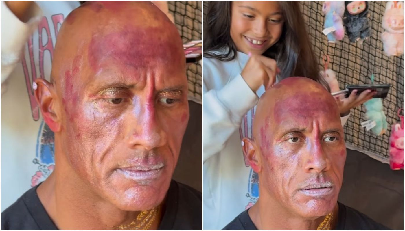 The Rock diverte fãs com reação ao ser maquiado pelas filhas; assista