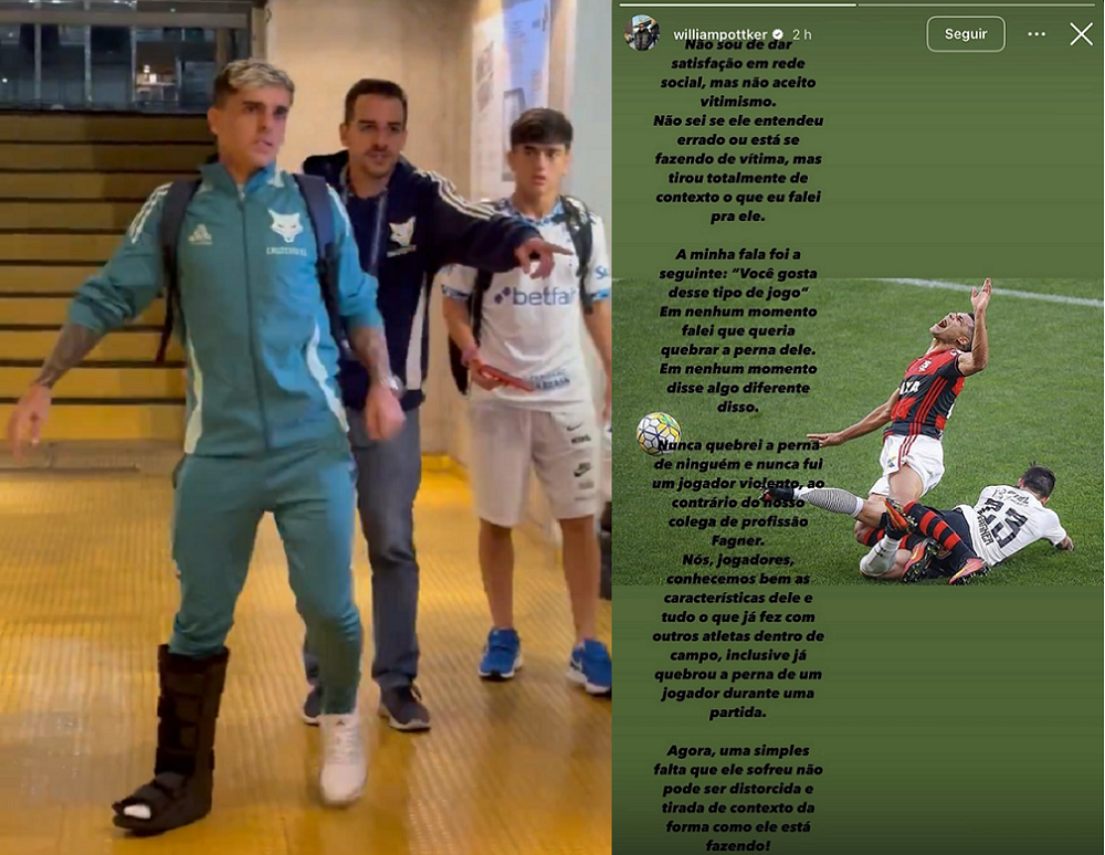 Acusado de agressão por Fagner, Pottker relembra lance com Ederson e diz que não aceita ‘vitimismo’